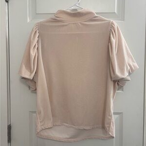 Free People Pink velvet puff sleeve
